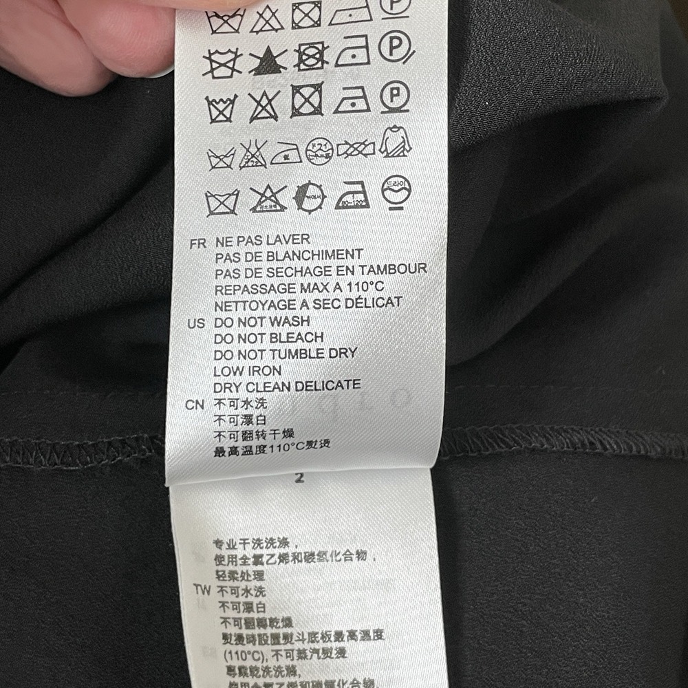 Sandro Whimsical Rock n Roll Silk Dress Size 2 Goth Ruffle Trim Pearl Buttons - Picture 10 of 11